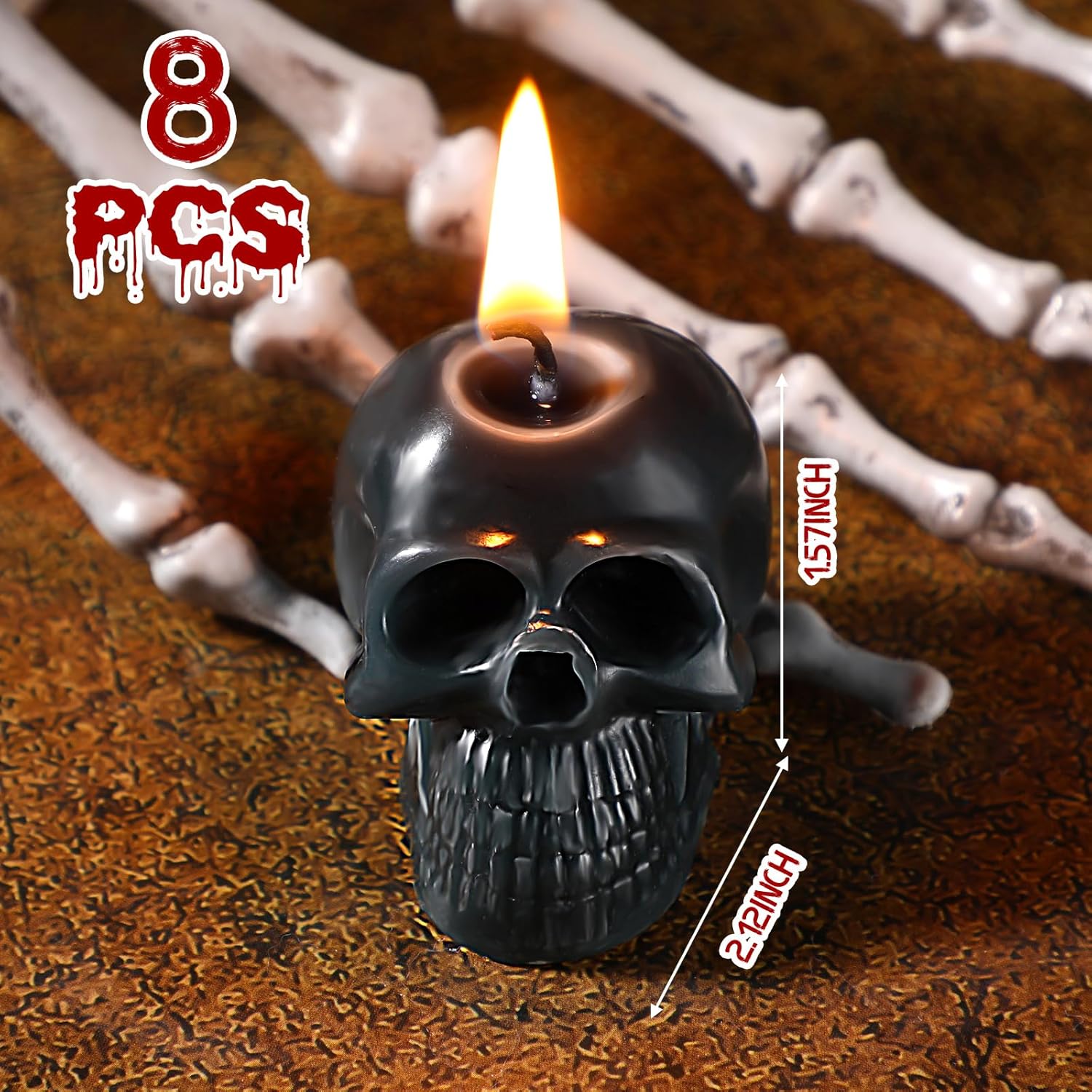 Nuanchu 8 Pcs Halloween Skull Candles Set