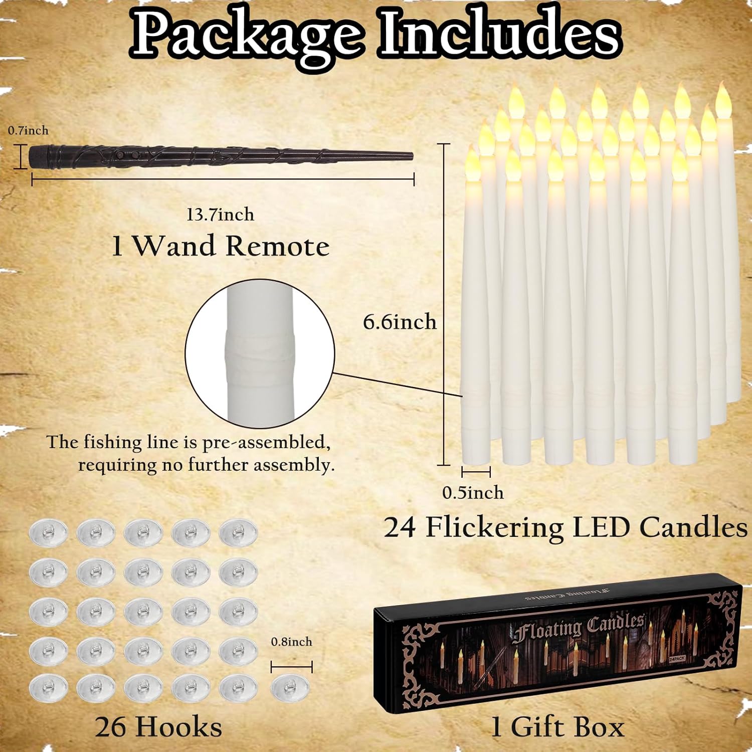 Floating Candles with Wand Remote 24PCS Flameless LED Christmas Decor