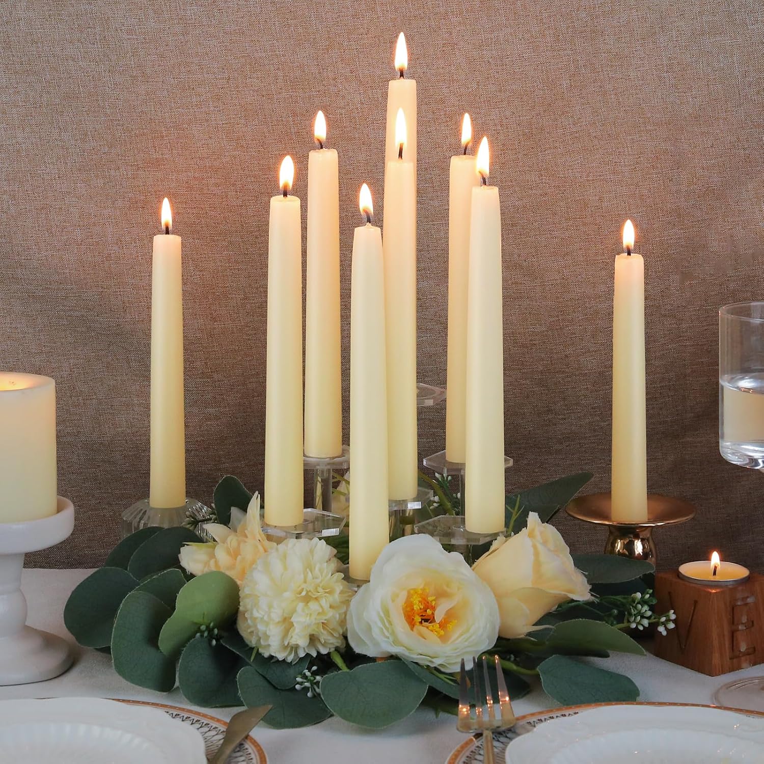 Natural Beeswax Taper Candles Pack of 4 8 Inch White 32 Hours Burn