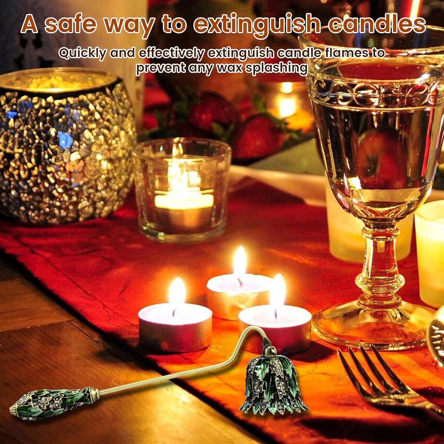 Retro Candle Snuffer with Long Handle and Flower Shape Design