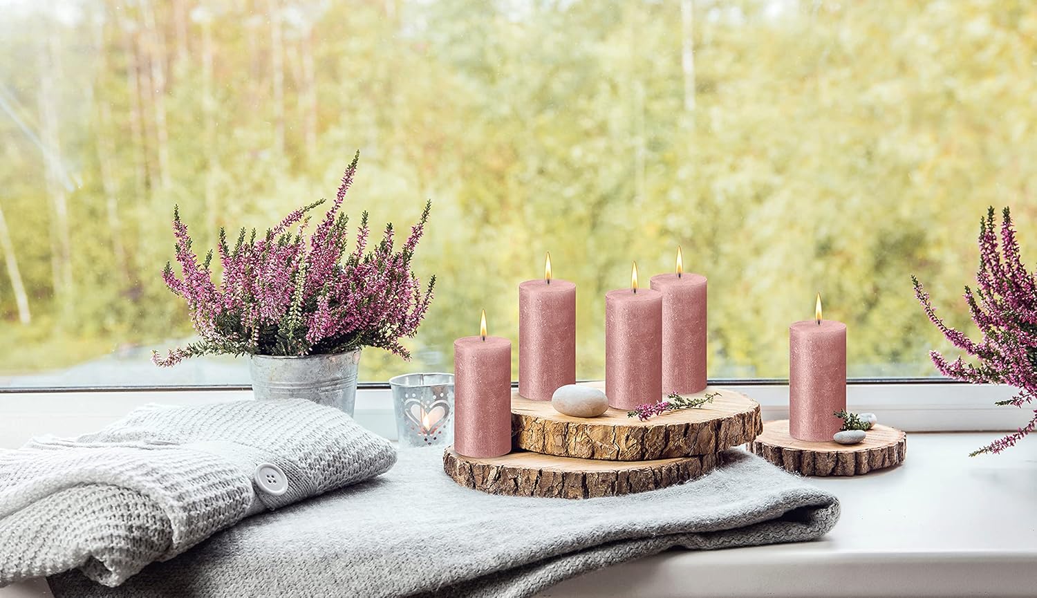 BOLSIUS Pink Shimmer Metallic Pillar Candles 4 Pack
