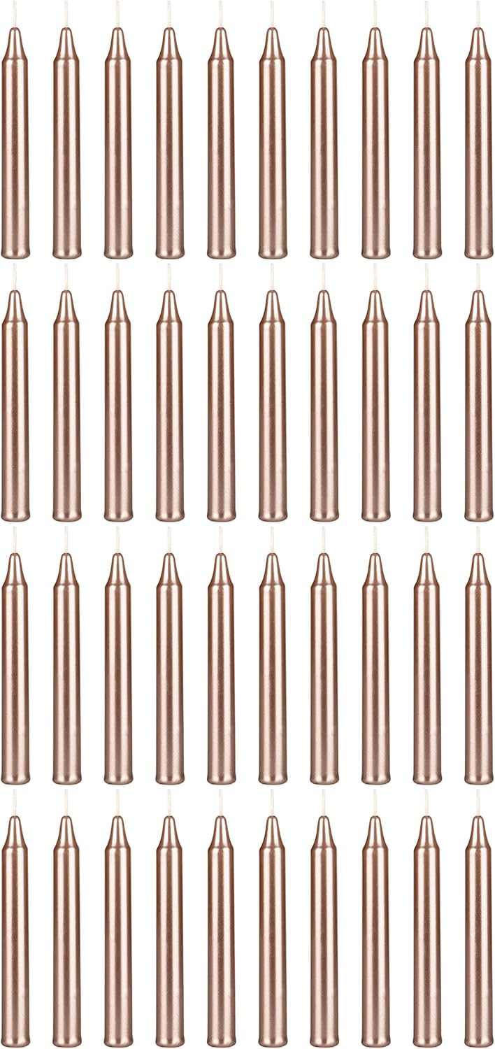 Mega Candles 40-Pack Rose Gold Mini Taper Candles