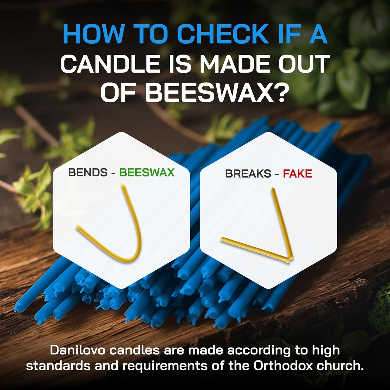 Danilovo Thin Taper Beeswax Candles - Honey Scented Pack of 50