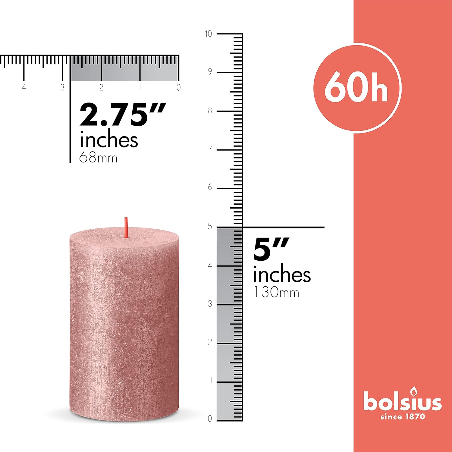 BOLSIUS Pink Shimmer Metallic Pillar Candles 4 Pack