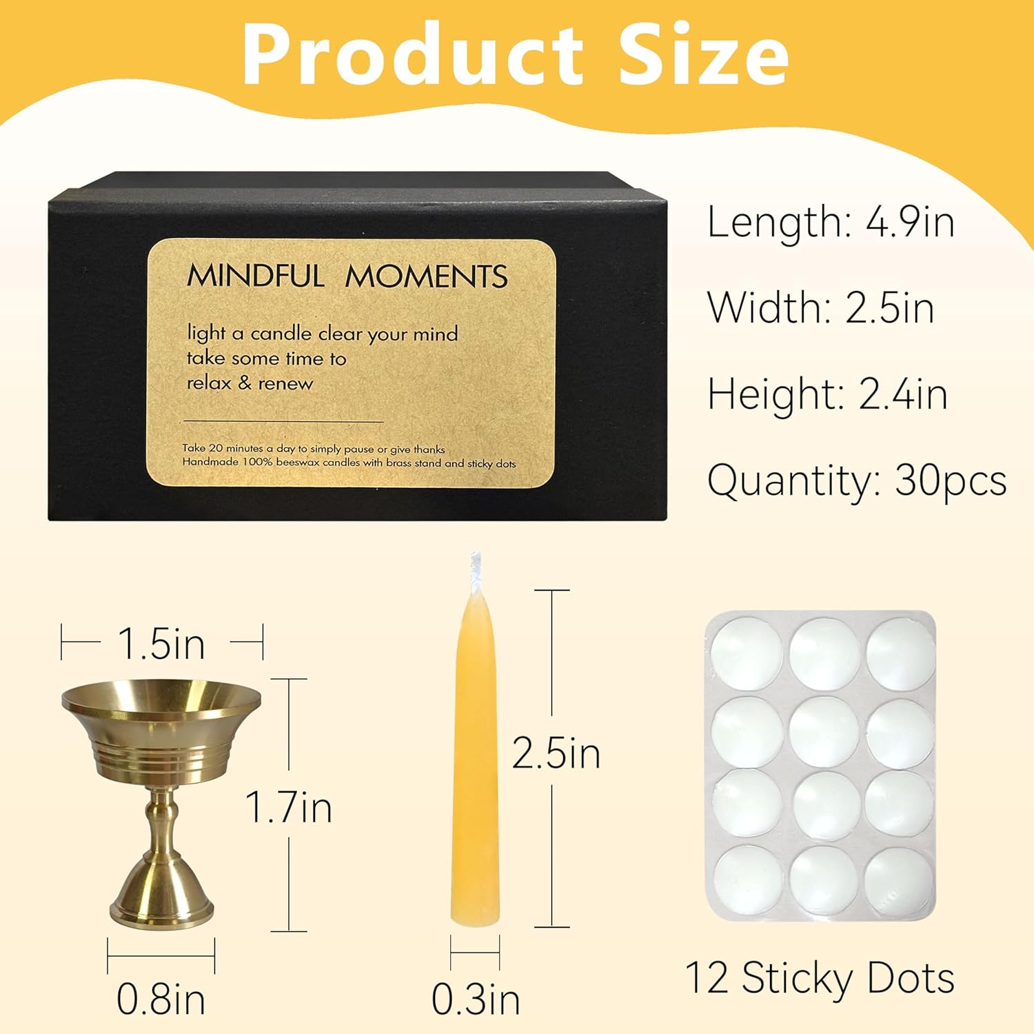 20 Min Beeswax Meditation Candles 30 Pack