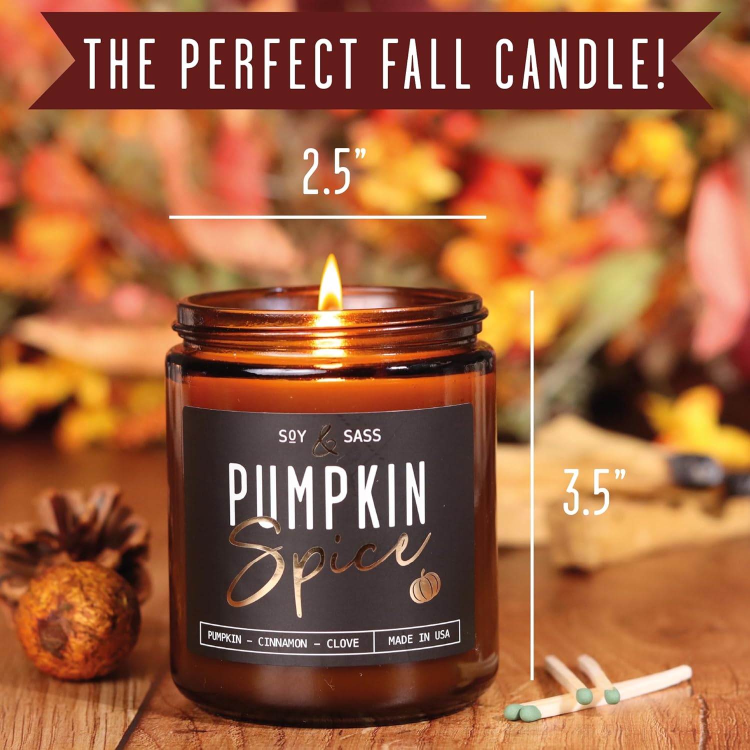 Pumpkin Spice Candle - 9oz Soy Jar Fall Home Decor