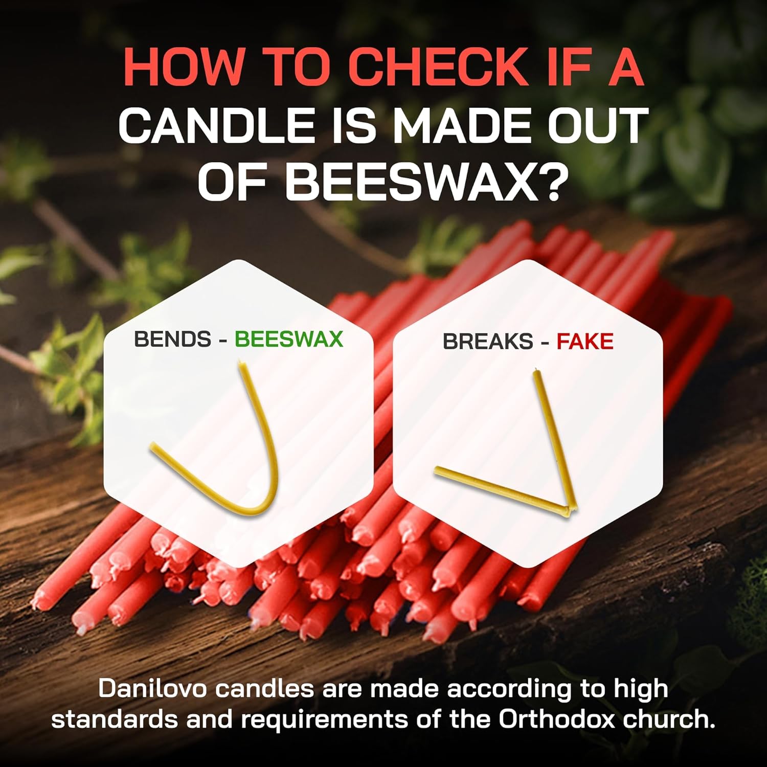 Danilovo Honey-Scented Beeswax Taper Candles - Pack of 50