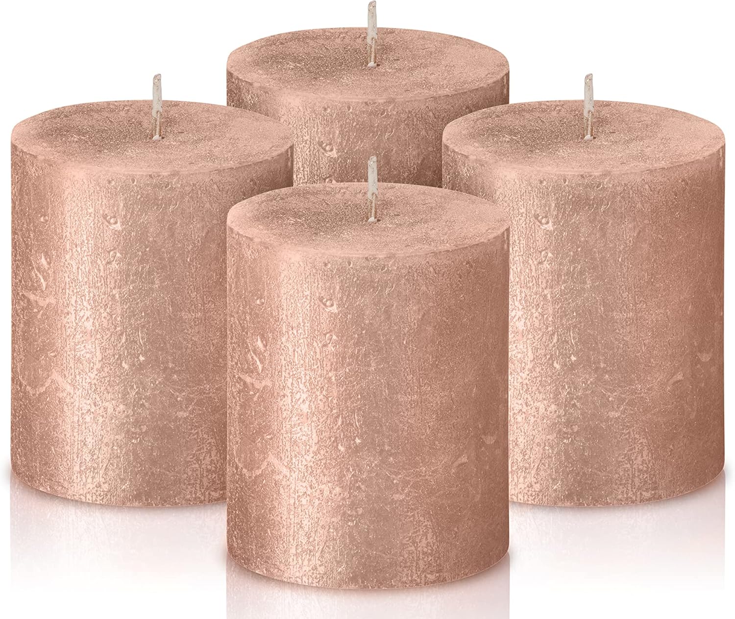 BOLSIUS Pink Shimmer Metallic Pillar Candles 4 Pack 1