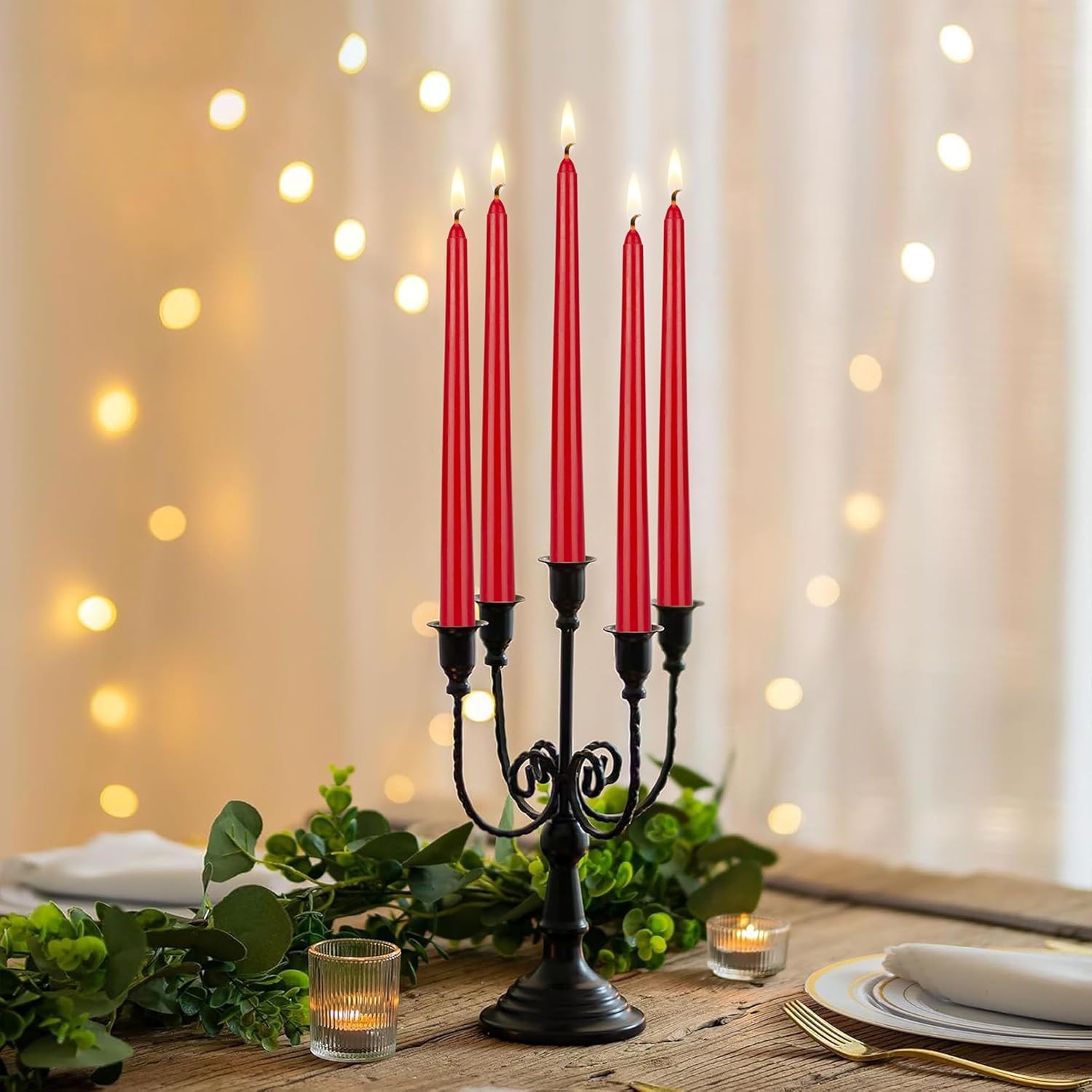 Mega Candles 12 Pack Unscented Red Taper Candles