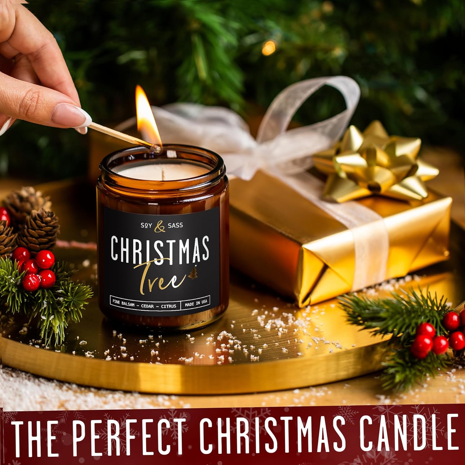 Christmas Tree Candles Scented Balsam Cedar Citrus