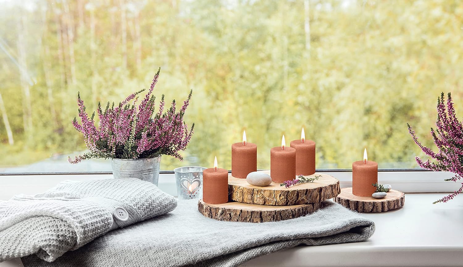 BOLSIUS 4 Pack Rusty Pink Pillar Candles