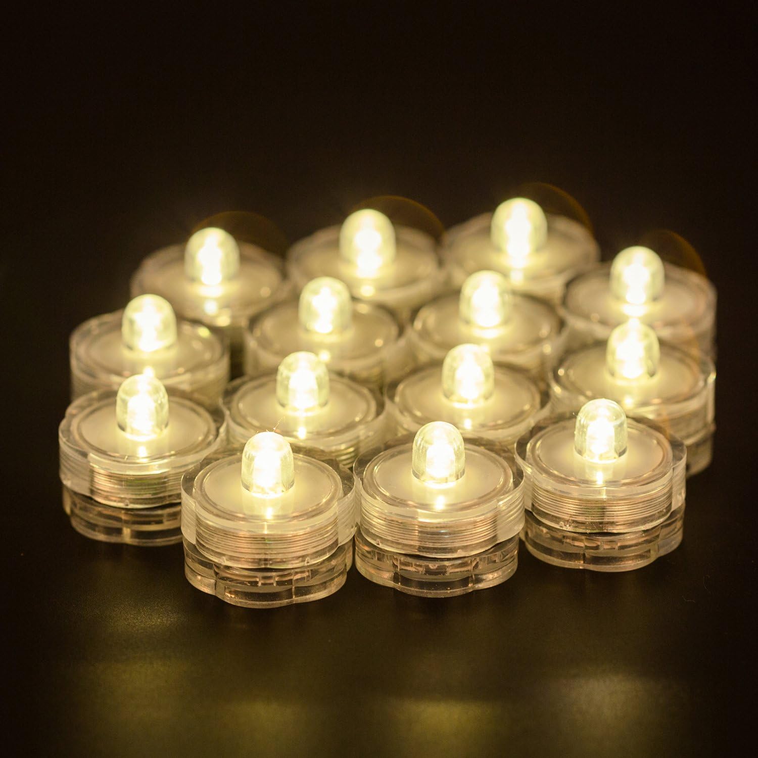Wellgium Submersible LED Tea Lights Set of 24 Warm White