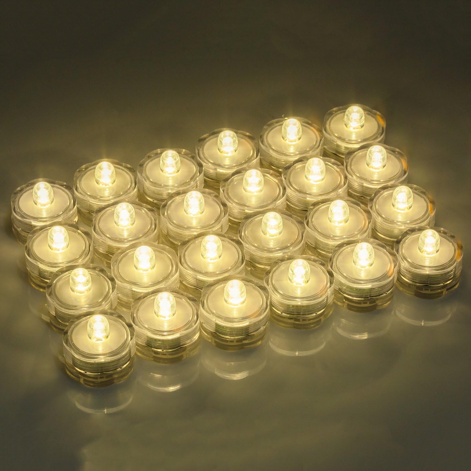 Wellgium Submersible LED Tea Lights Set of 24 Warm White