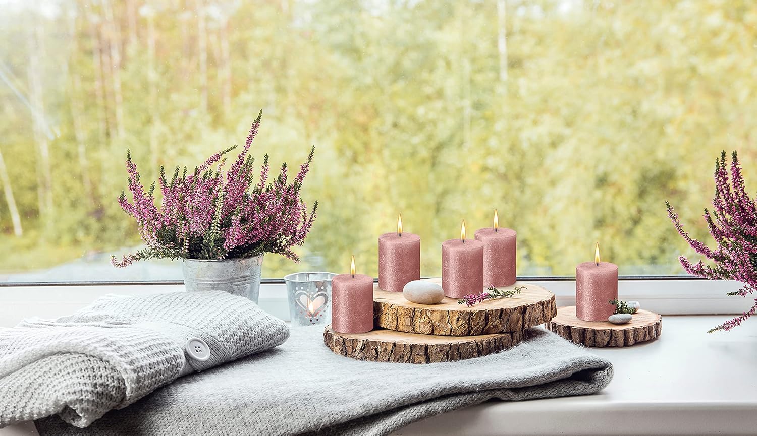 BOLSIUS Pink Shimmer Metallic Pillar Candles 4 Pack 1