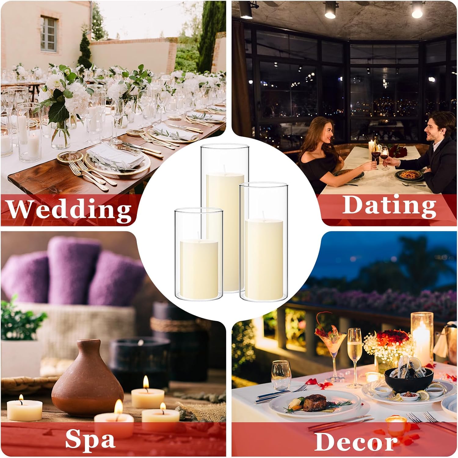 Shihanee 36 Piece Pillar Candle Set with Glass Vases