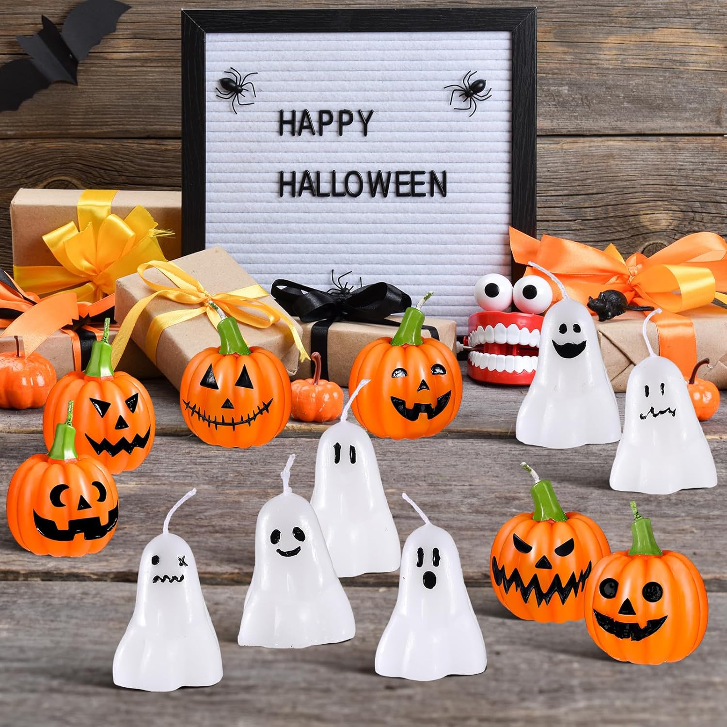 MTLEE 12 Pcs Halloween Ghost Candles Set