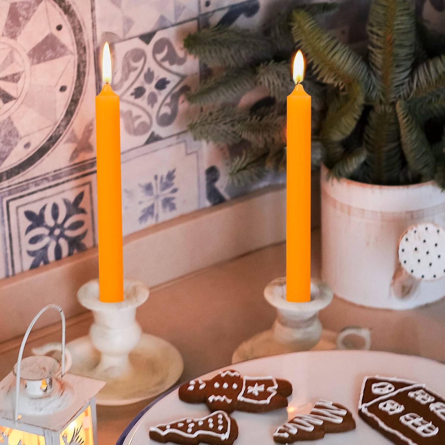 10 Inch Orange Taper Candles Set of 4