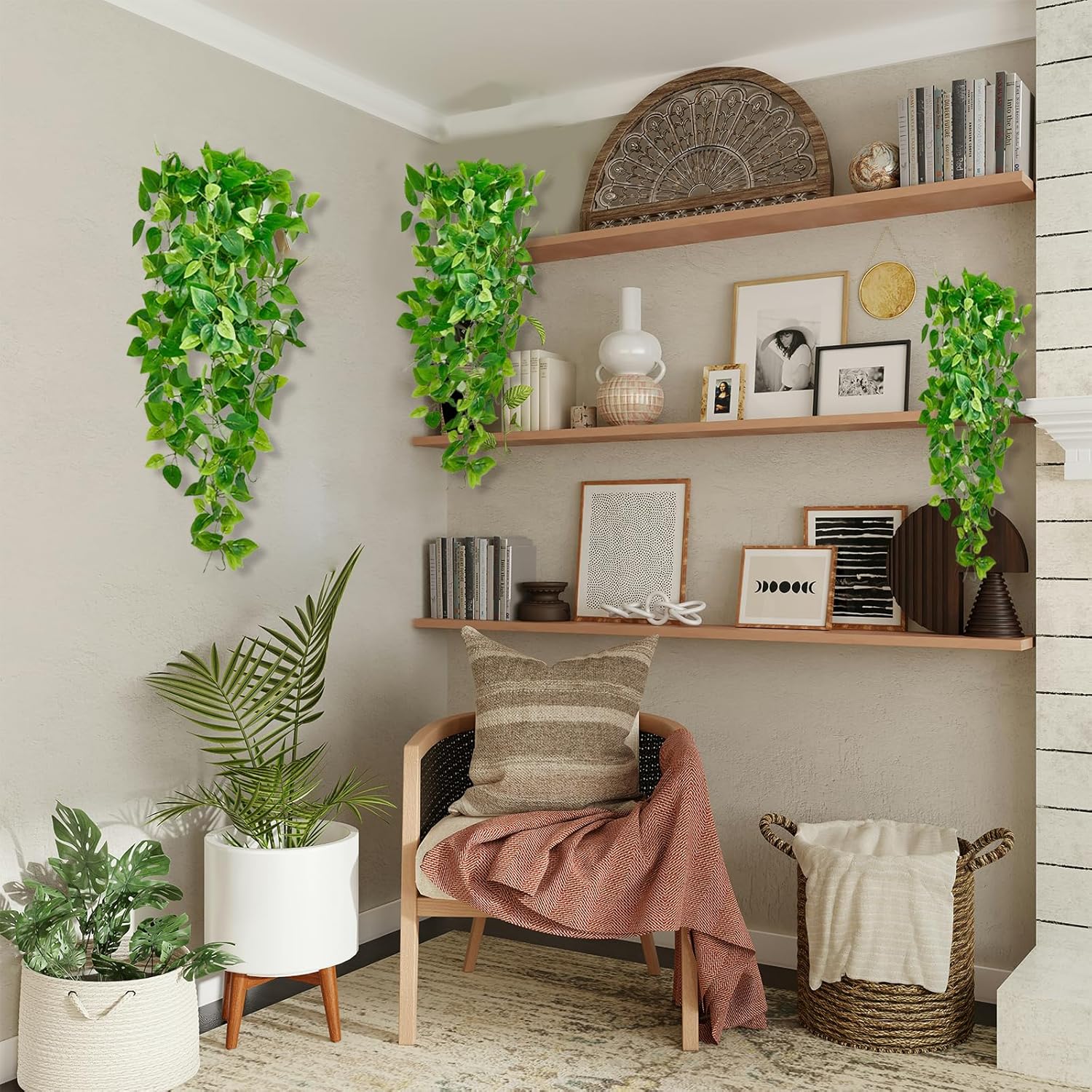 Freyalife Fake Hanging Plants Vines 2pcs for Home Decor