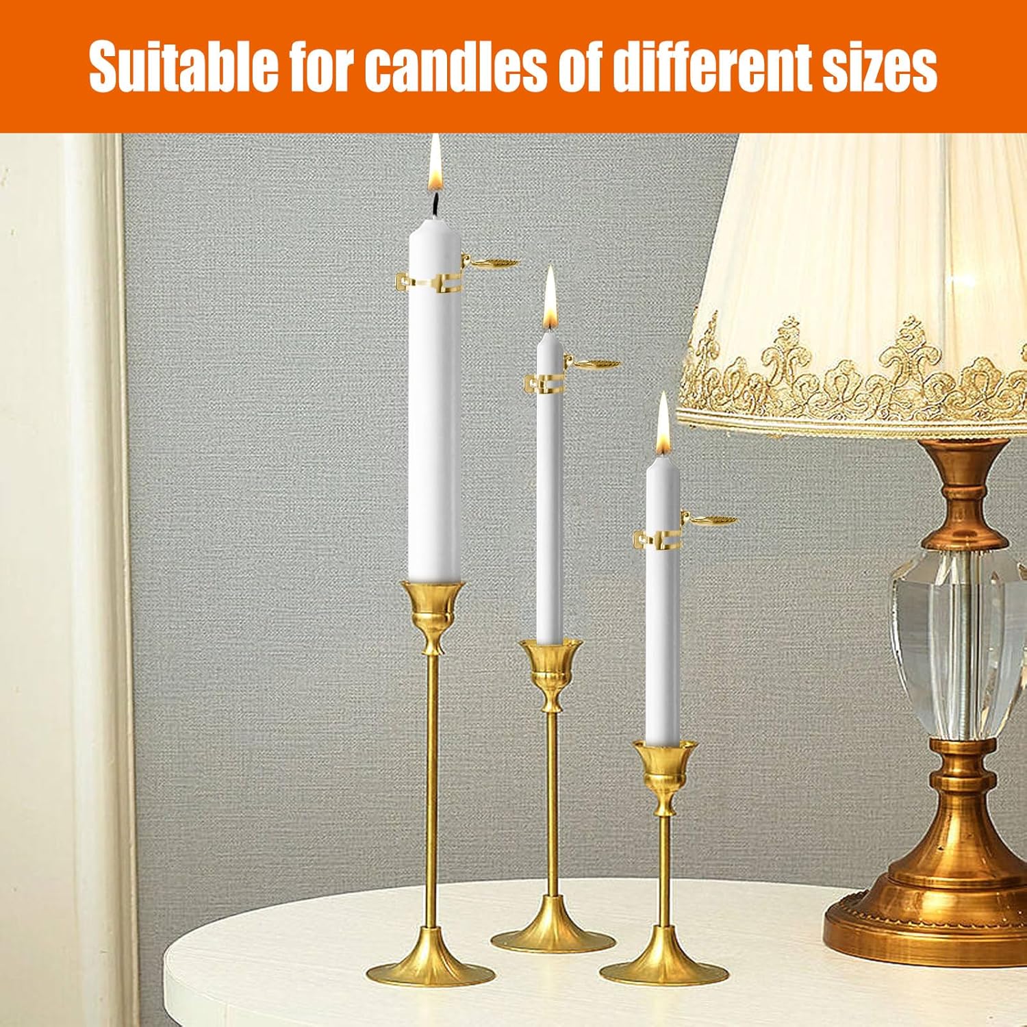 12Pcs Automatic Candle Snuffer Kit with Gold Scallop Design