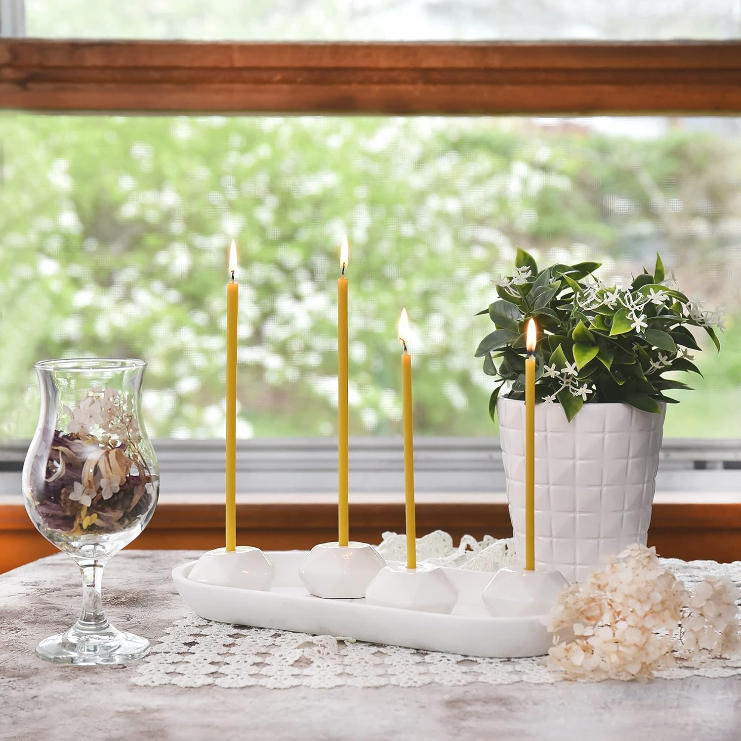 Votprof 50 Raw Beeswax Taper Candles 6 Honey Scent