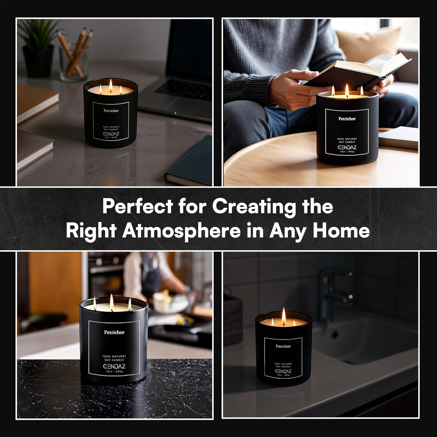 Cendaz Scented Candle with 3 Wicks and Free Snuffer