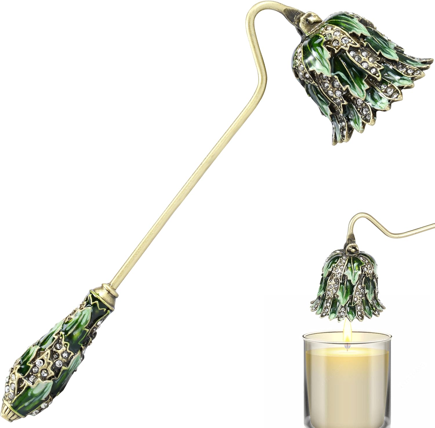 Retro Candle Snuffer with Long Handle and Flower Shape Design