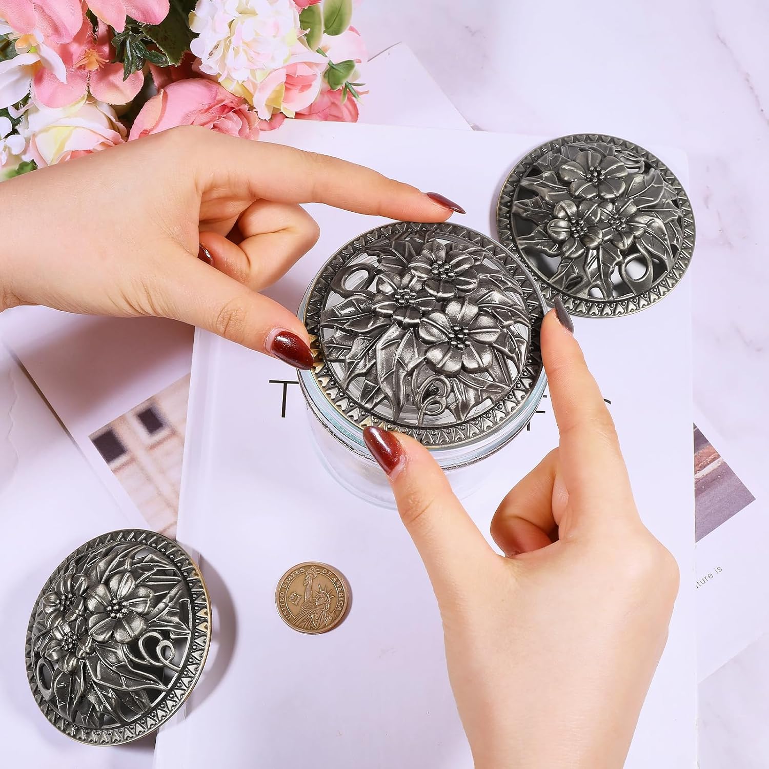 Globleland 3Pcs 3Inch Flower Candle Covers for Jar Candles