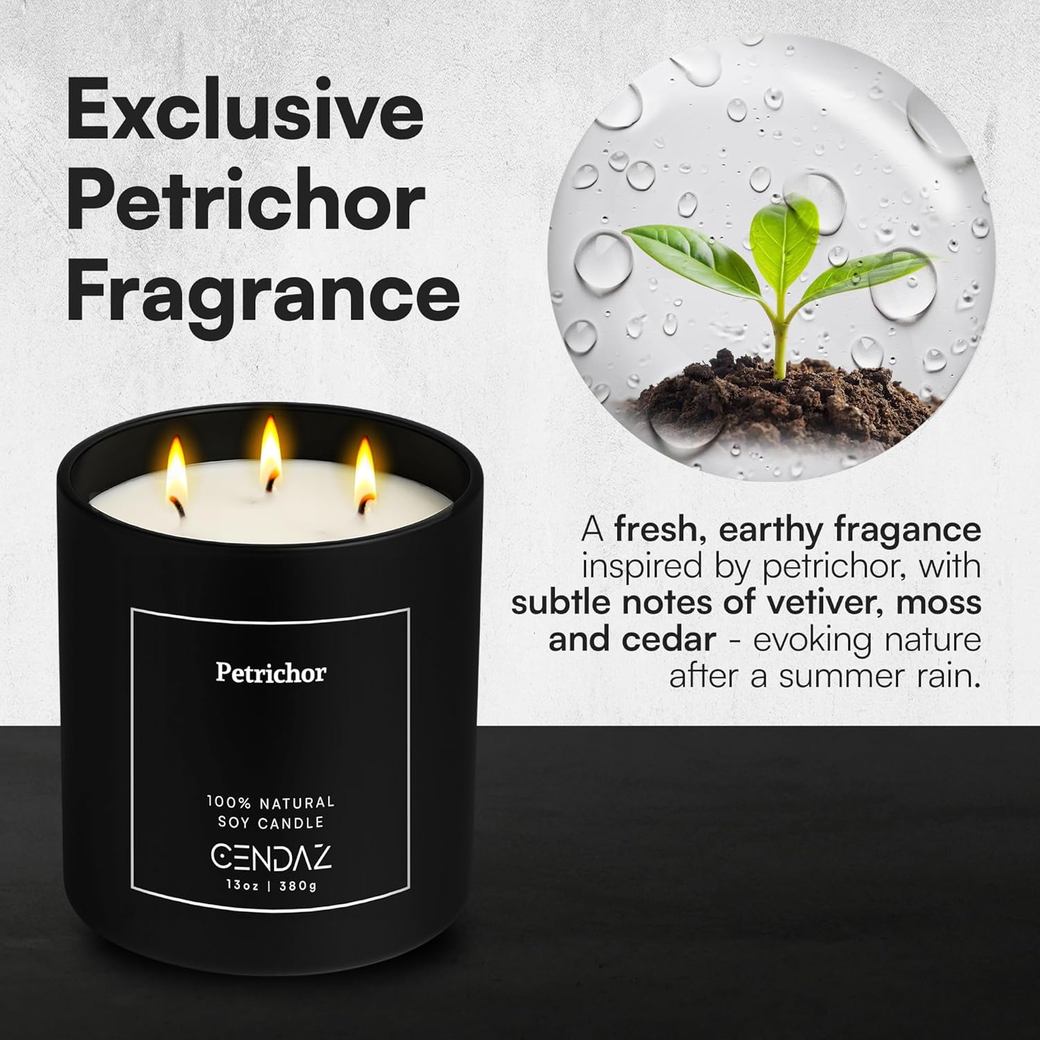 Cendaz Scented Candle with 3 Wicks and Free Snuffer