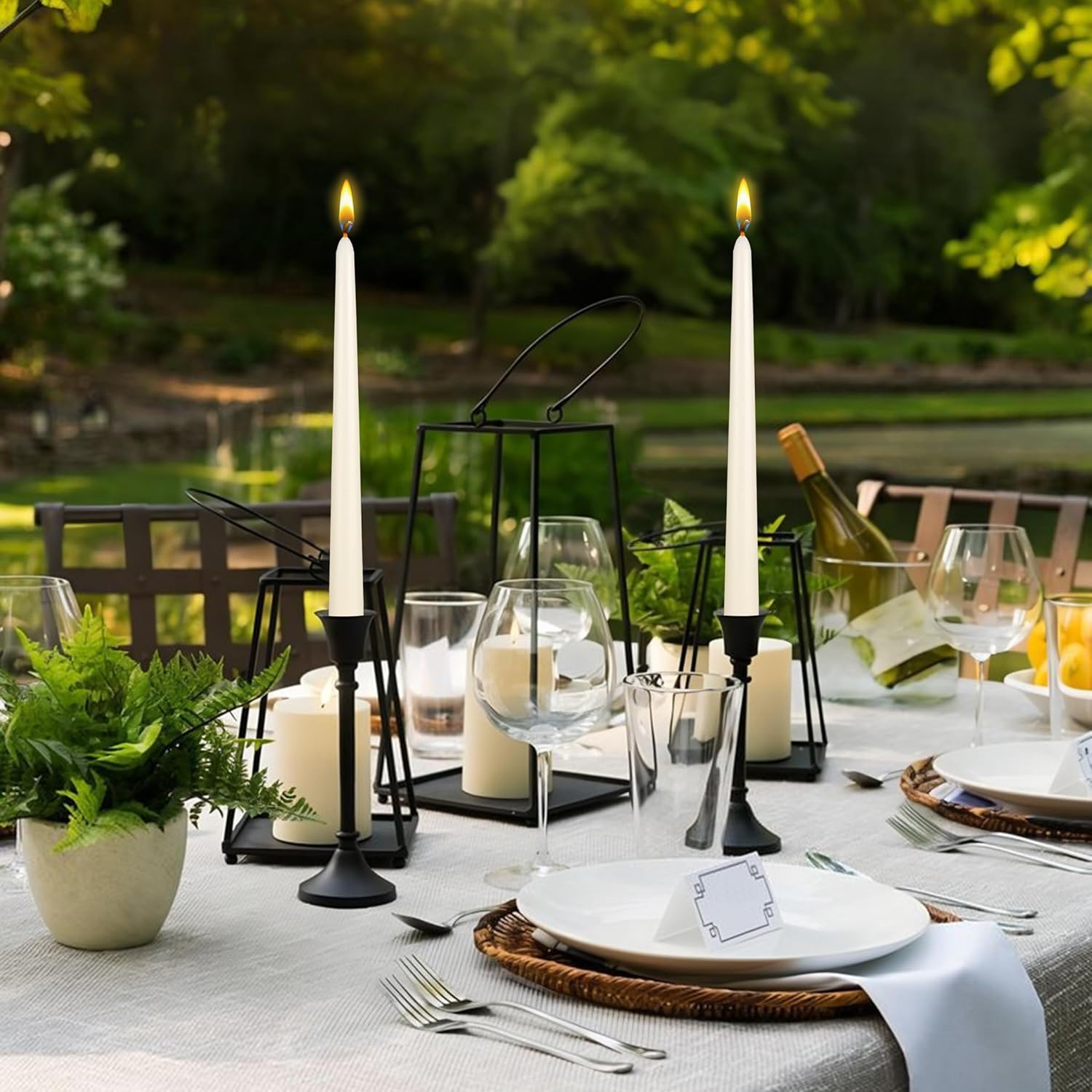 Mega Candles 12pcs Unscented Ivory Taper Candles