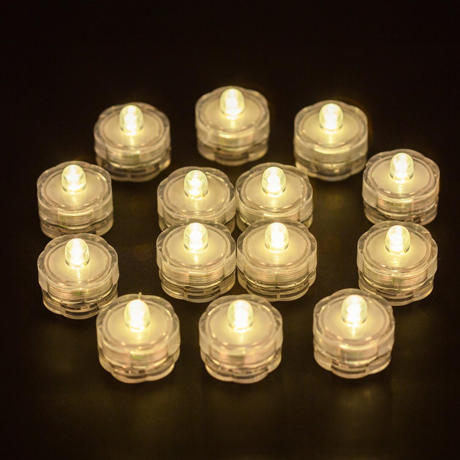 Wellgium Submersible LED Tea Lights Set of 24 Warm White