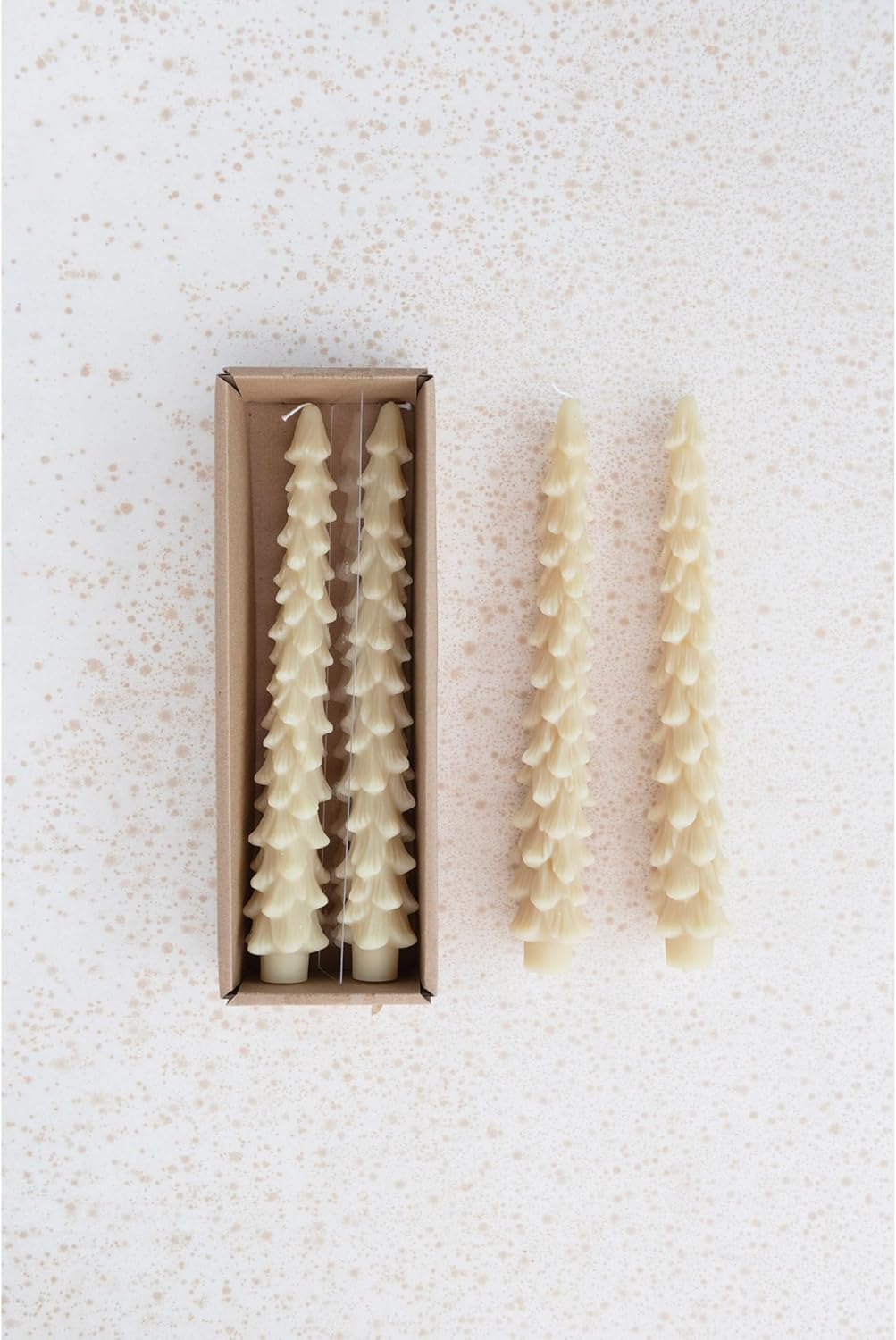 Creative Co-Op Tree Shaped Taper Candles Boxed Set Of 2