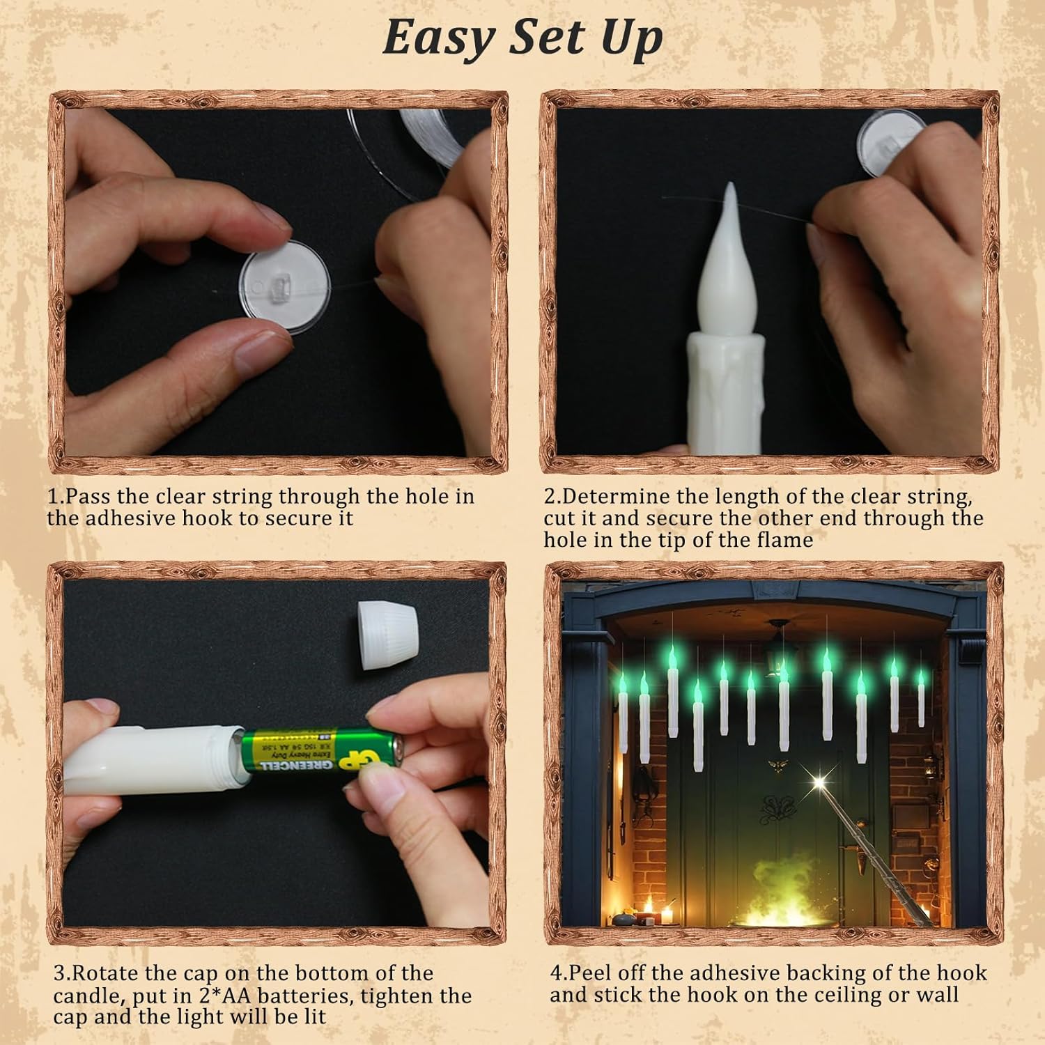 GUAOOYY Floating Candles with Wand 12PCS Flameless Halloween Decor