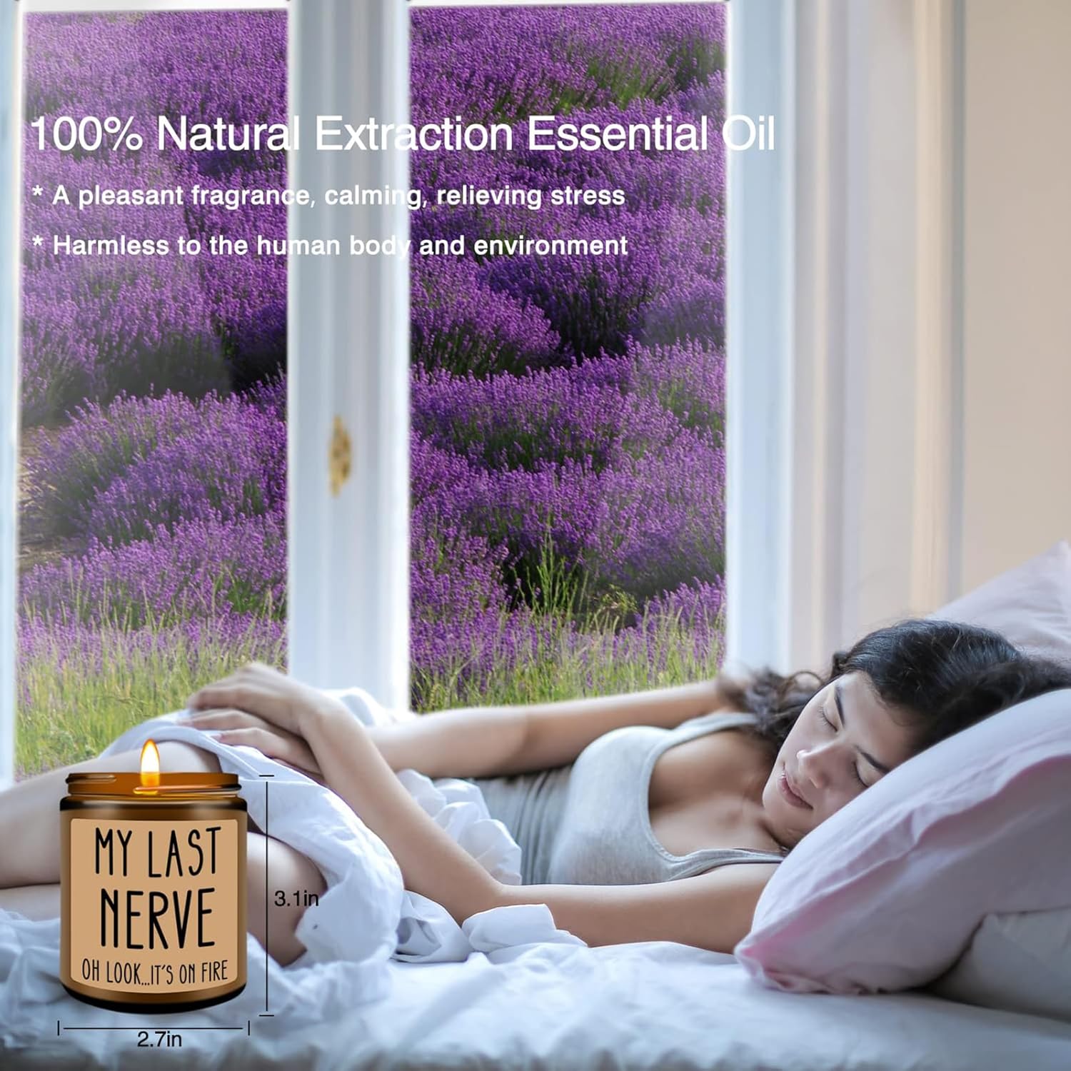 Homsolver Funny Birthday Gift for Women - My Last Nerve Lavender Candle