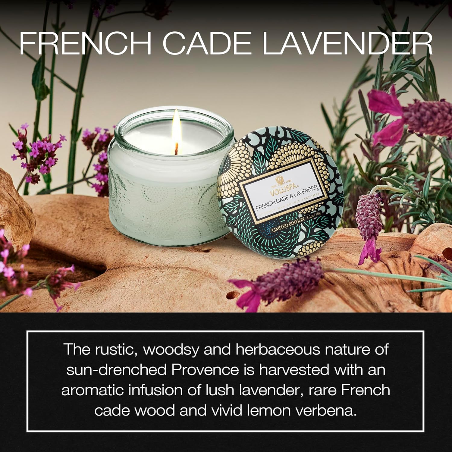 Voluspa French Cade Lavender Jar Candle 32oz 25 Hour Burn