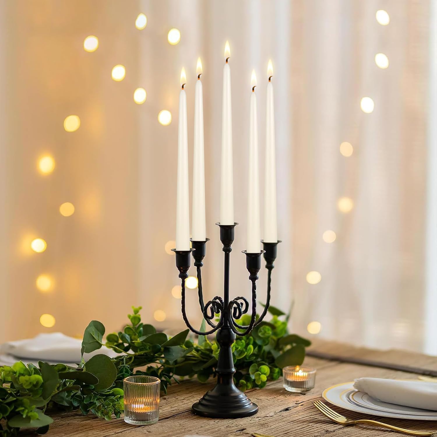 Mega Candles 12pcs Unscented Ivory Taper Candles