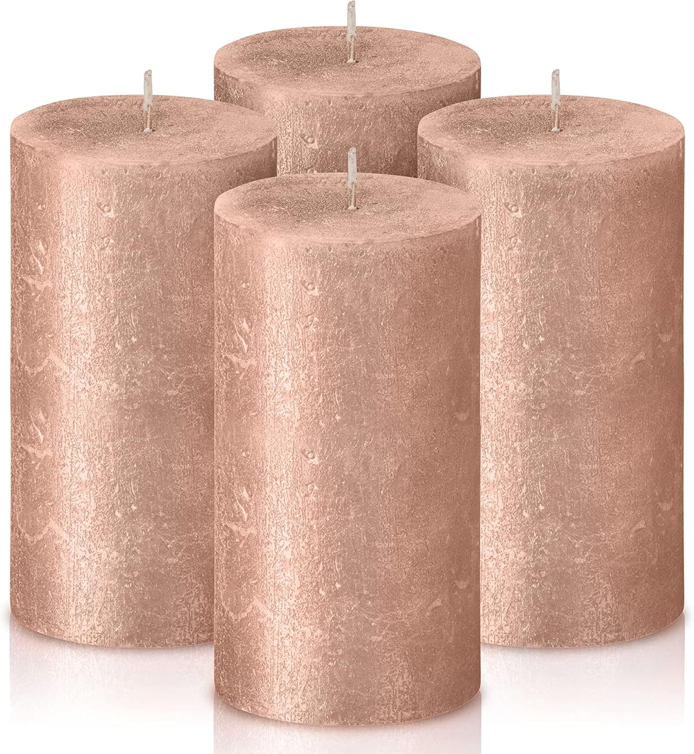 BOLSIUS Pink Shimmer Metallic Pillar Candles 4 Pack