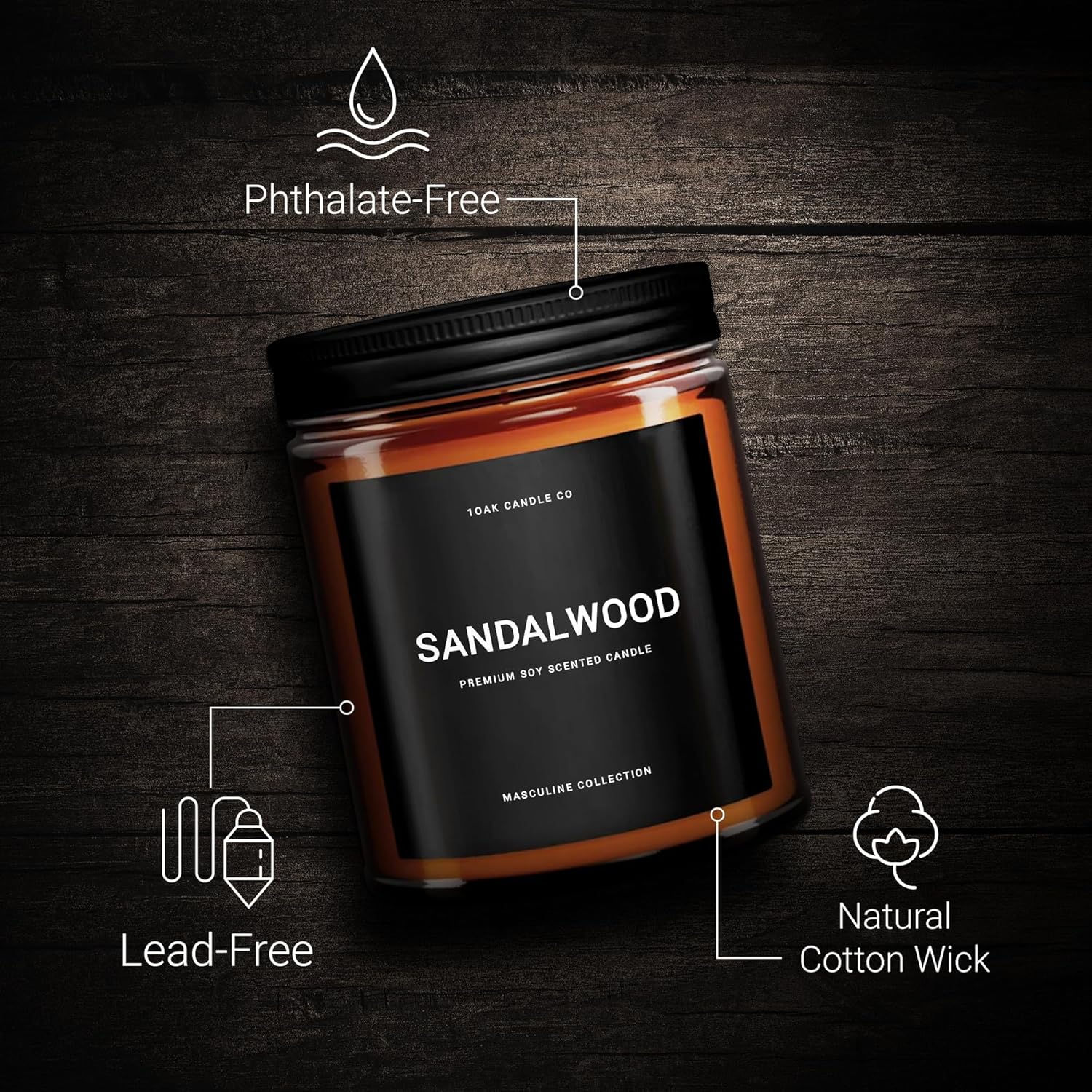 1OAK Scented Candles for Men - Sandalwood Jar Candle